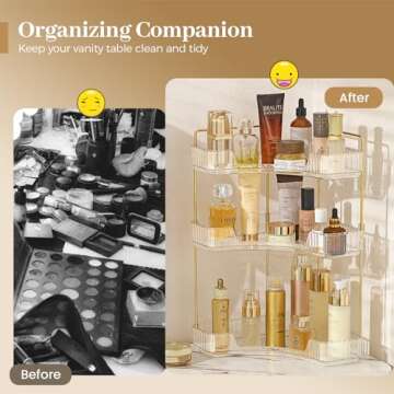 Aveniee Corner Bathroom Organizer - 3-Tier Makeup Shelf