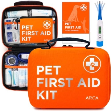 ARCA PET Dog First Aid Kit | Vet Approved Dog & Cat Emergency Supplies with Thermometer, Muzzle, Tic...