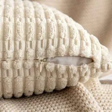 MIULEE Cream White Striped Pillow Covers 18x18