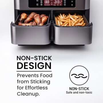 Reusable Air Fryer Liners 4 Pack for Dual Basket Fryers - Rectangle Silicone Airfryer Liners - 5.25 x 8” for Basket - Easy to Clean Air Fryer Accessories - Non-Stick Parchment Paper Replacement