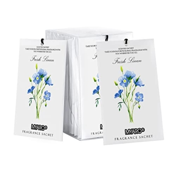 MYARO 12 Packs Linen Scented Sachets for Drawer and Closet, Long-Lasting Sachets Bags Air Freshener ...
