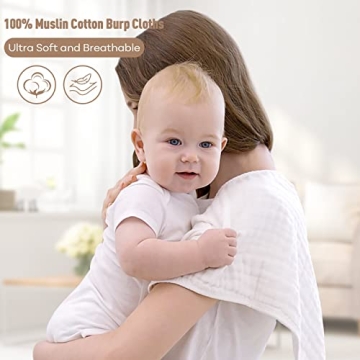 Yoofoss 10-Pack Muslin Burp Cloths Soft Absorbent Cotton
