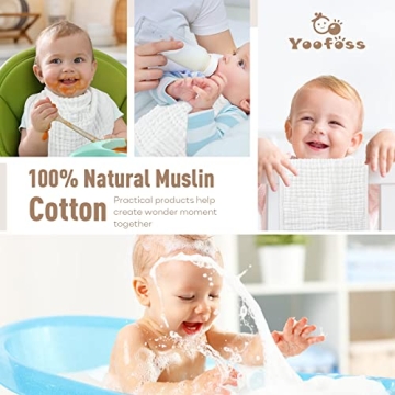 Yoofoss 10-Pack Muslin Burp Cloths Soft Absorbent Cotton