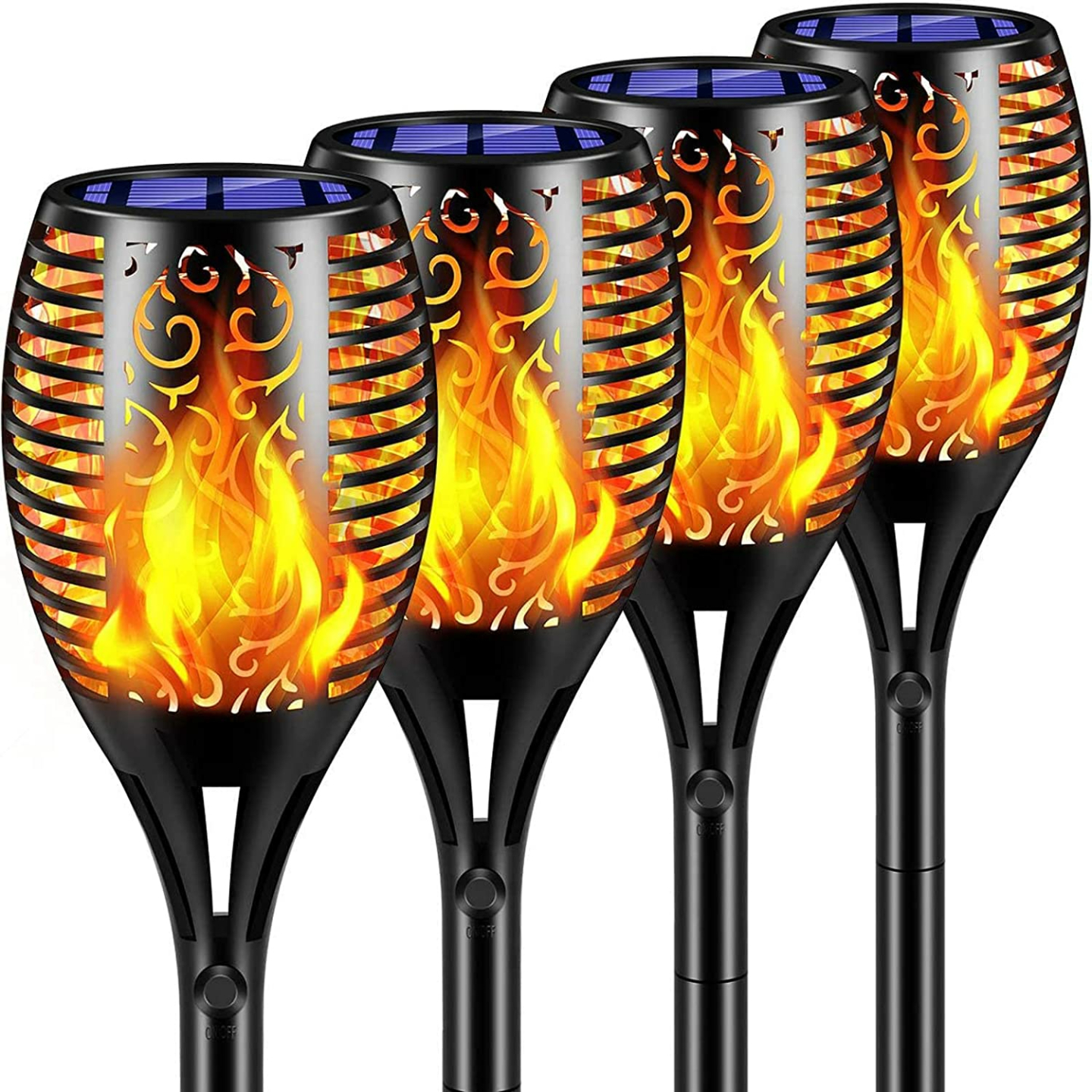 Flickering Flame Solar Torch Lights - TomCare 4 Pack