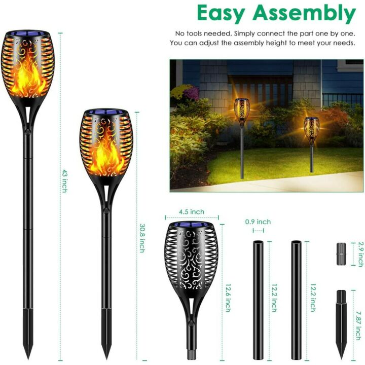 Flickering Flame Solar Torch Lights - TomCare 4 Pack
