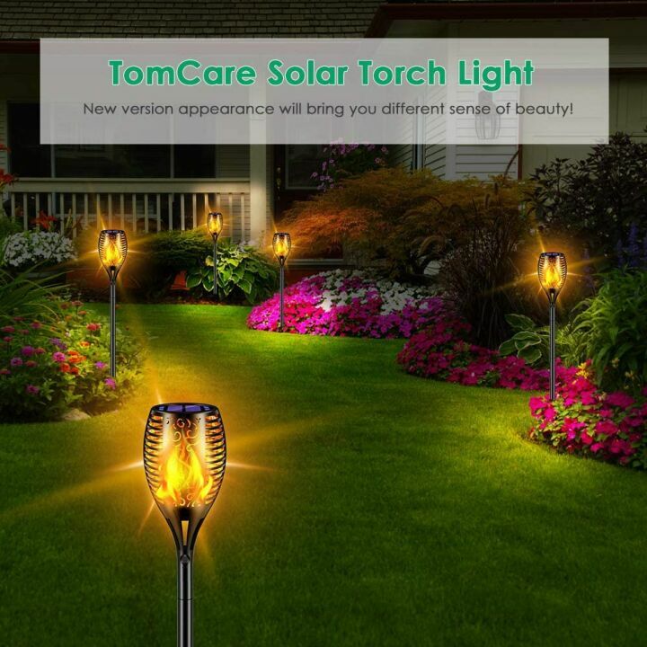 Flickering Flame Solar Torch Lights - TomCare 4 Pack