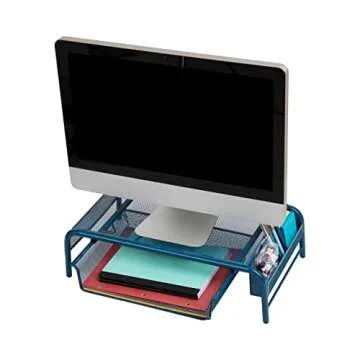 Mind Reader MESHMONSTA-TUR Metal Mesh Desk Drawer, Desktop Monitor Stand Organizer, Turquoise