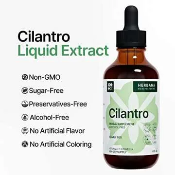 Cilantro Leaf 4 fl oz Liquid Extract - Organic Coriandrum Sativum Drops for Body Cleansing & Detox - Natural Calming Herbal Tincture Supplement for Nervous System - High Potency - 90-Day Supply