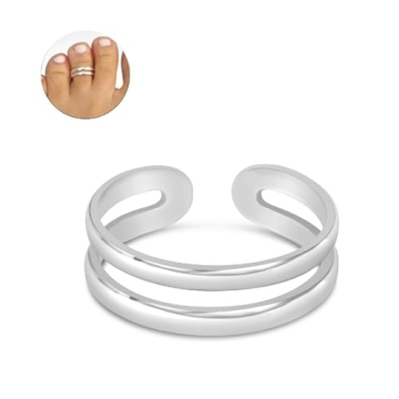 Adjustable 925 Sterling Silver Double Band Toe Ring for Women