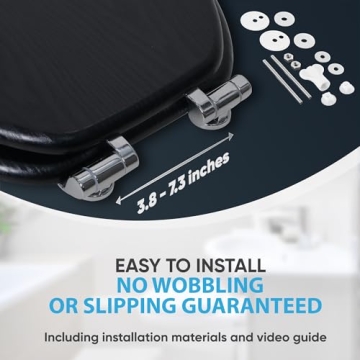 Sanilo Toilet Seat ROUND with Soft Close, Quiet and Slow Close Lid and Seat, Strong Bumpers and Hinges, Black Wood