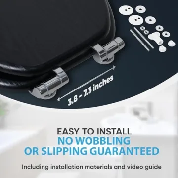 Sanilo Toilet Seat ROUND with Soft Close, Quiet and Slow Close Lid and Seat, Strong Bumpers and Hinges, Black Wood