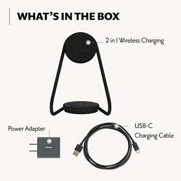 COURANT MAG:2 Wireless Charging Stand - Belgian Linen - 2 in 1 Multi-Device Charger - Magnetic Stand for MagSafe iPhones 16, 15, 14, 13, 12 with Charging Base for AirPod Cases, (Charcoal)