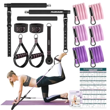 Compact Pilates Bar Kit with Resistance Bands for Home Exercise