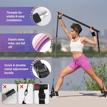 Compact Pilates Bar Kit with Resistance Bands for Home Exercise