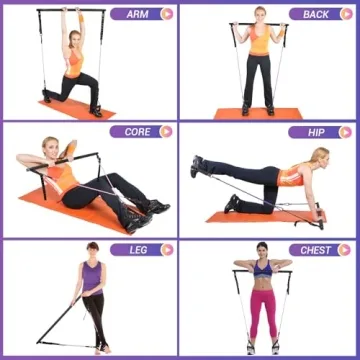 Compact Pilates Bar Kit with Resistance Bands for Home Exercise