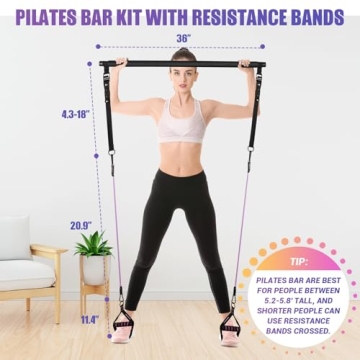 Compact Pilates Bar Kit with Resistance Bands for Home Exercise