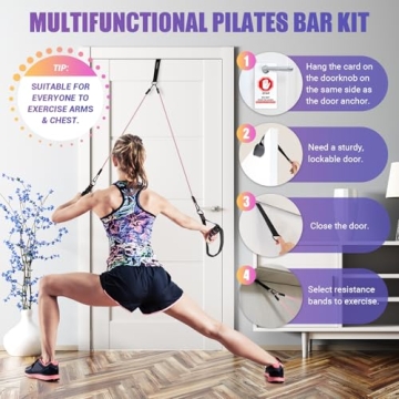 Compact Pilates Bar Kit with Resistance Bands for Home Exercise
