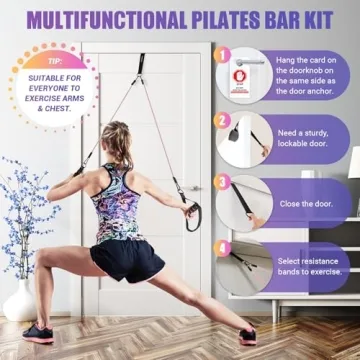 Compact Pilates Bar Kit with Resistance Bands for Home Exercise