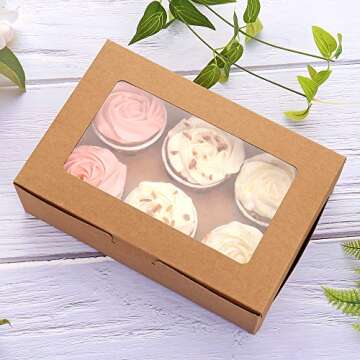 30-Set Cupcake Boxes with Inserts and Window - Perfect for Events!