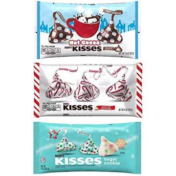 Hersheys Kisses Holiday Christmas Bundle - Limited Edition - Sugar Cookie, Hot Cocoa, Candy Cane