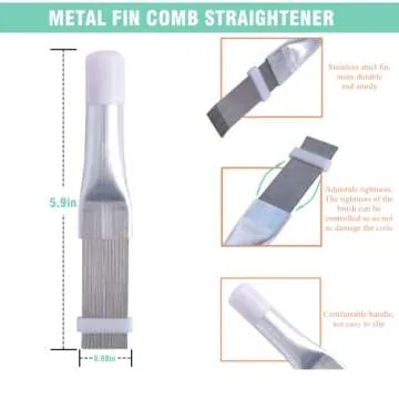 LONCHDAN 10 Pcs Air Conditioner Fin Comb Cleaner kit AC Coil Cleaning Brush 5 Different Fin Combs Condenser Fin Straightener AC Evaporator Comb Radiator Repair Clean Tool