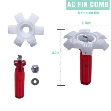 LONCHDAN 10 Pcs Air Conditioner Fin Comb Cleaner kit AC Coil Cleaning Brush 5 Different Fin Combs Condenser Fin Straightener AC Evaporator Comb Radiator Repair Clean Tool