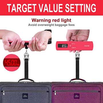 BAGAIL BASICS Digital Luggage Scale, 110lbs Hanging Baggage Scale with Backlit LCD Display, Portable Suitcase Weighing Scale, Travel Luggage Weight Scale with Hook, Strong Straps for Travelers Fushica