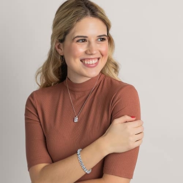 KEZEF Cubic Zirconia Tennis Bracelet, Silver Plated 7mm Round, 7 in - CZ Tennis Bracelet for Womens Jewelry - Cubic Zirconia Women Bracelets - White CZ