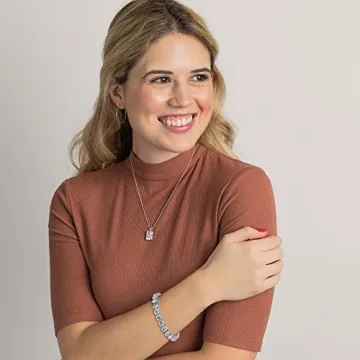 KEZEF Cubic Zirconia Tennis Bracelet, Silver Plated 7mm Round, 7 in - CZ Tennis Bracelet for Womens Jewelry - Cubic Zirconia Women Bracelets - White CZ