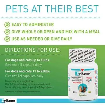 Vetoquinol Zylkene Calming Support Supplement for Small Dogs and Cats, Helps Promote Relaxation and ...