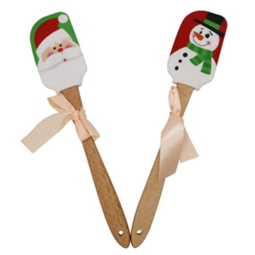 Christmas Silicone Spatula Set - Santa & Snowman Designs, Perfect for Baking and Gifting