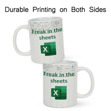 KRLWO Funny Coffee Mug Spreadsheet Excel Mug Freak in the Sheets Mug Novelty Funny Accountant Mug fo...