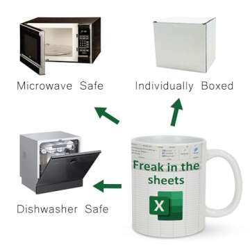 KRLWO Funny Coffee Mug Spreadsheet Excel Mug Freak in the Sheets Mug Novelty Funny Accountant Mug for Finance, Bankers, and Coworkers Accounting Boss, Friends, NA, CPA, CFO, Analysts