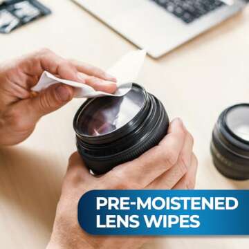 MED PRIDE Premoistened Lens Wipes| Anti-Static, Anti-Fog, Quick-Dry & Scratch-Free| Cleaning Cloths for LED Touch Screen, iPhones, iPads, Computer Monitors, Eyeglasses, Camera Lenses, Laptop (200)