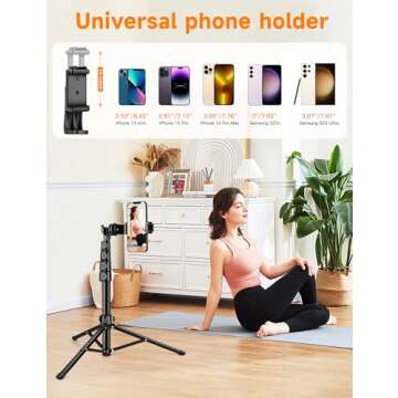 71" Phone Tripod with Remote for Smartphones and Cameras