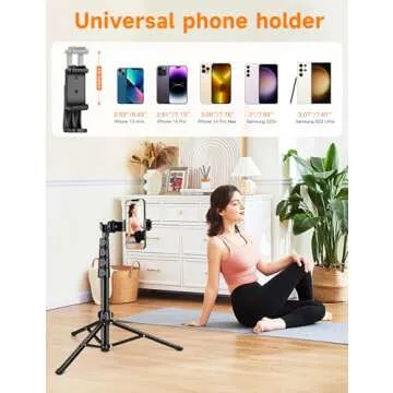 71" Phone Tripod with Remote for Smartphones and Cameras