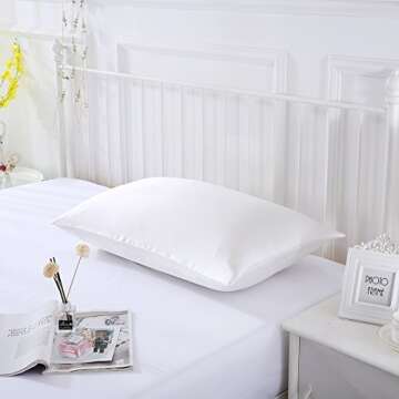 SLPBABY 100% Natural Pure Silk Pillowcase for Hair and Skin, Both Side 19 Momme Silk, Luxury Smooth Satin Pillowcase Cover with Hidden Zipper (Standard, White)