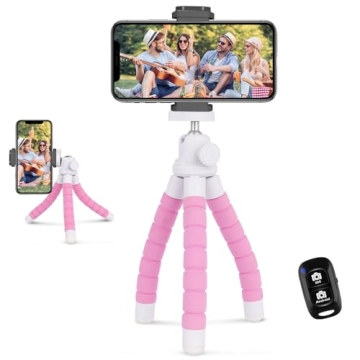 Affordable UBeesize Pink iPhone Tripod with Remote