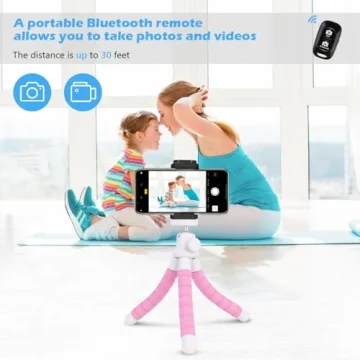 Affordable UBeesize Pink iPhone Tripod with Remote