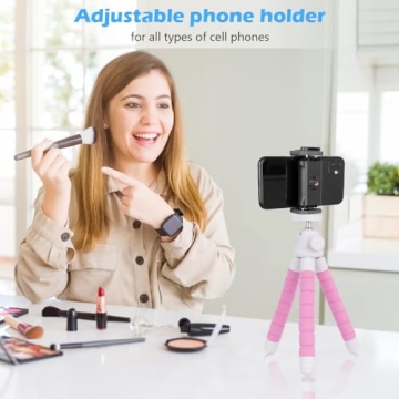 Affordable UBeesize Pink iPhone Tripod with Remote