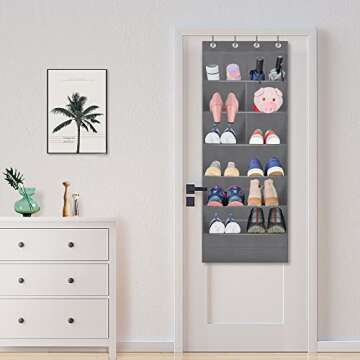 TIOYOTY Over The Door Shoe Organizer Hanging Shoe Organizer with Large Deep Pockets Door Shoe Rack f...
