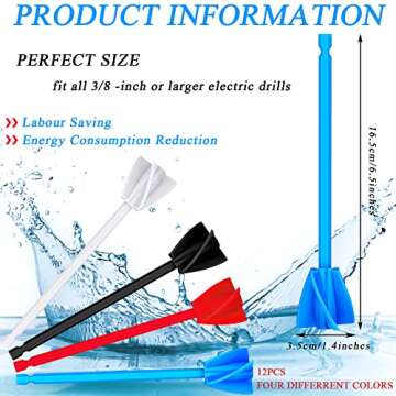 12 Pieces Epoxy Mixer Attachment for Drill Helix Paint Mixer Reusable Paint Stirrers Drill Attachmen...