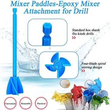 12 Pieces Epoxy Mixer Attachment for Drill Helix Paint Mixer Reusable Paint Stirrers Drill Attachment for Resin for Jewelry Resin Casting Molds (Red, Blue, Black, White)