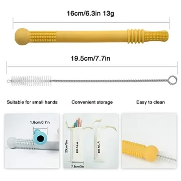 Hollow Teether Tubes - Silicone Baby Teething Straws (BPA Free)