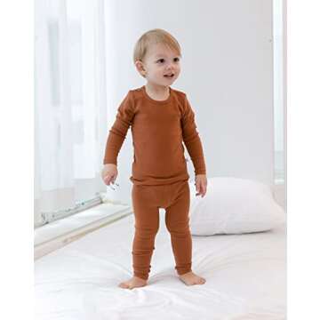 AVAUMA Baby Boys Girls Pajama Set Kids Toddler Snug fit Basic Cotton Sleepwear pjs for Daily (Camel-1 Large)