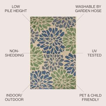 JONATHAN Y SMB110B-4 Zinnia Modern Floral Textured Weave Indoor Outdoor Area-Rug Bohemian Coastal Ea...