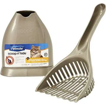 Petmate Scoop N' Hide Cat Litter Scoop with Discreet Litter Scoop Holder, Brushed Nickel