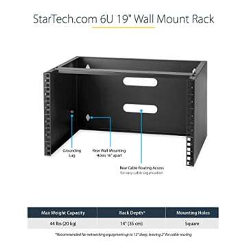 StarTech.com 6U Wall Mount Network Rack - 14 Inch Deep (Low Profile) - 19" Patch Panel Bracket for S...