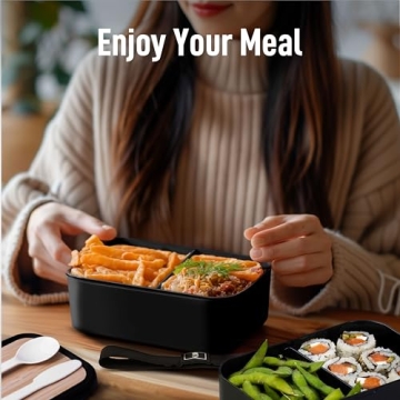 KARRICO Double Premium Bento Box, 67 fl oz BPA-Free - Black Stackable Lunch Box with Leak-Proof Lids & Dividers, Perfect for Christmas Meal Prep, Holiday Lunches & Portion Control