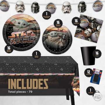 Baby Yoda Birthday Decorations | Mandalorian Party Supplies | Star Wars Birthday Decorations | Baby ...